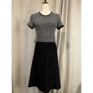 Karl Lagerfeld Black & White Knit Fit-and-Flare Midi Dress